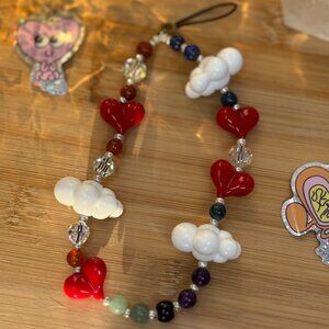 String Ting Love Clouds Beaded Wristlet Phone Strap | Swarovski Crystals